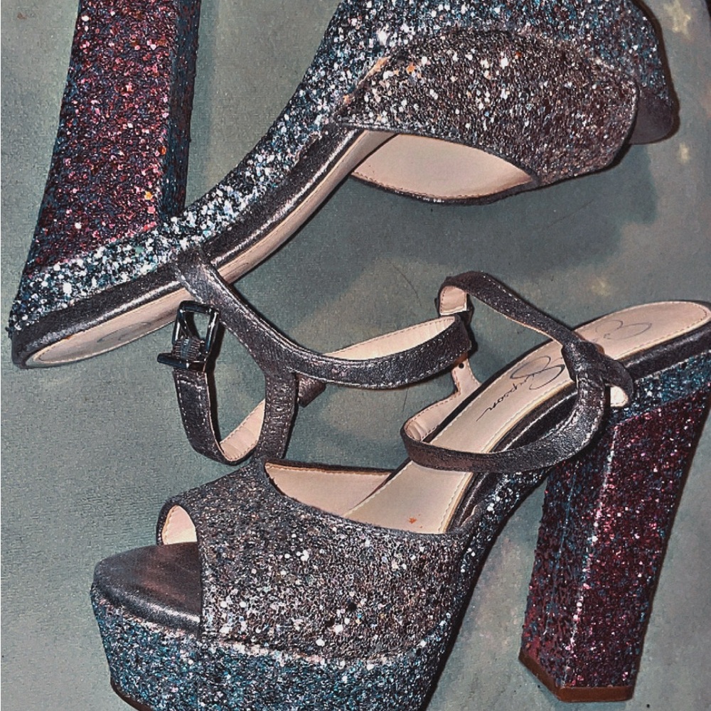 Jessica Simpson Multicolor Glitter Heels